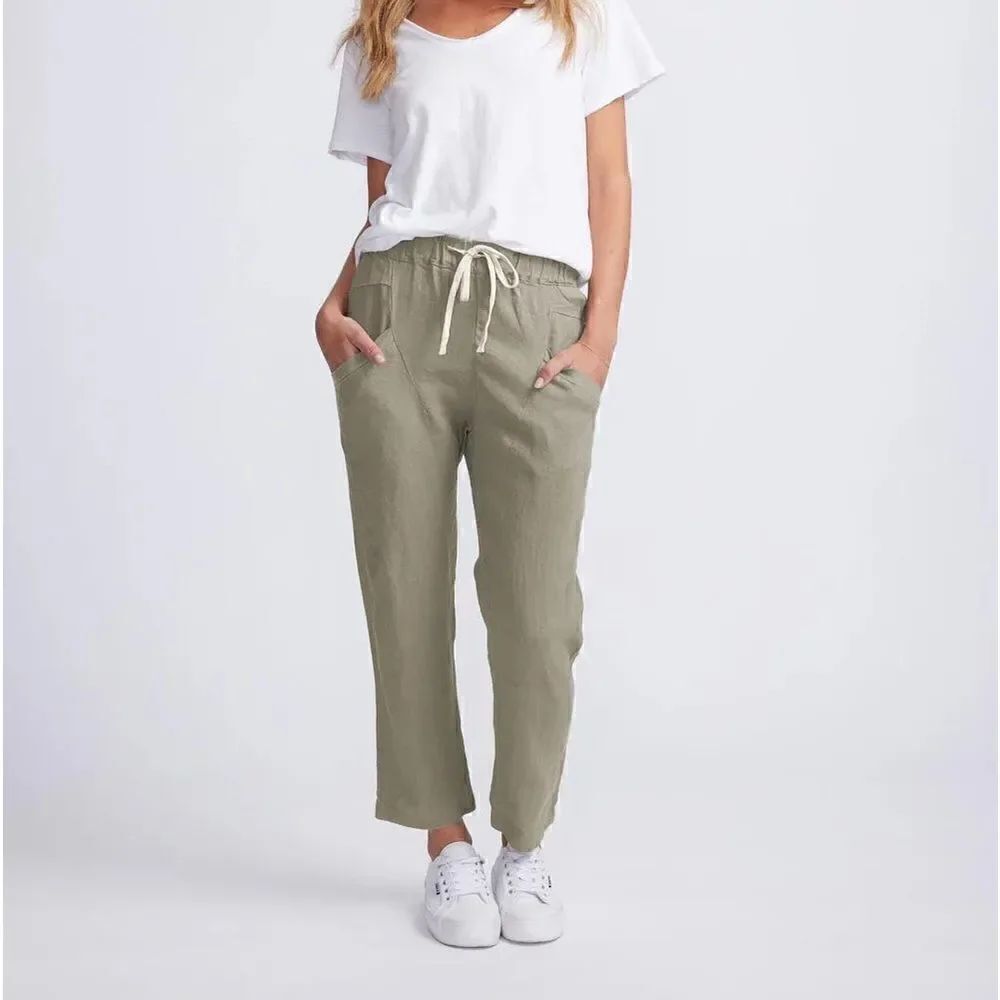 C&C California Linen Beach Pants Sage Green Size XS
